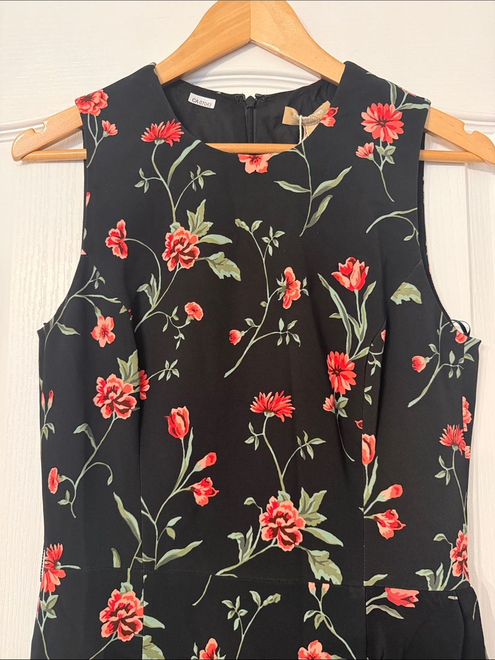 Michael Kors Black Midi Dress with Red Floral Print - Picture 2 of 6